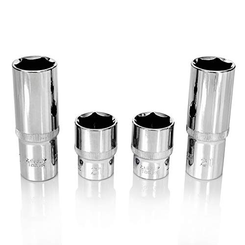 Car Guy Tools 21mm Socket Four Pack -1-2 Drive  6pt  Shallow and Deep-