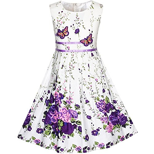 KP15 Girls Dress Purple Flower Party Size 11-12