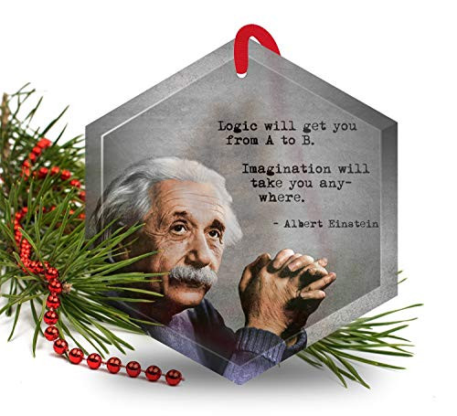 Albert Einstein - Famous Scientists Glass Christmas Ornament