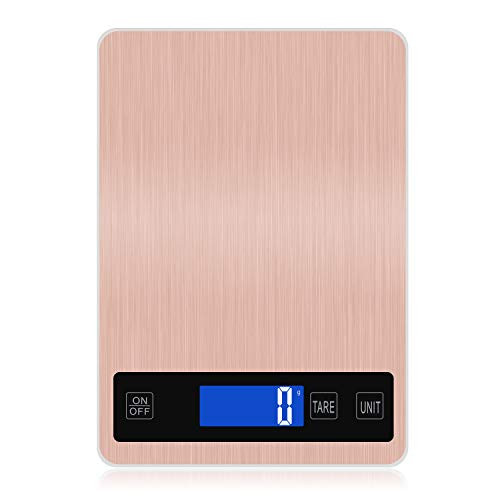 Digital Kitchen Food Scale  5kg-11lbs Rechargeable Stainless Steel Kitchen Scale  0 04oz-1g High Precision  Touch Sensor  Back-Lit LCD Display Cooking