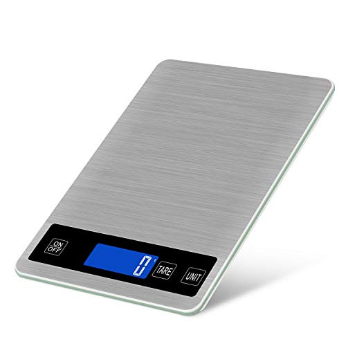 Digital Kitchen Scale 22lb-10kg Rechargeable Food Kitchen Scale with 0 04oz-1g Division  Touch Sensor  Back-Lit LCD  Stainless Steel Electric Cooking