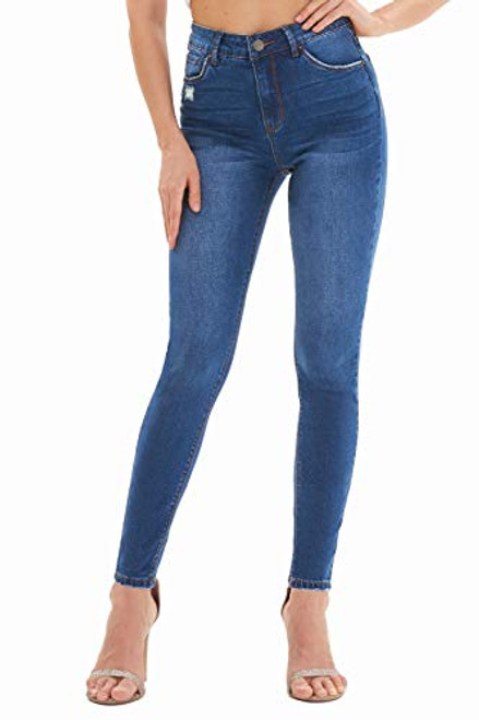 Nicasia Women Jeans Blue High Waist Denim Jeans Skinny Jeans for Women Straight Stretchy Jeans -Blue  12-