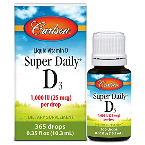 Carlson - Super Daily D3 Vitamin D Drops 1 000 IU -25 mcg- per Drop 1-Year Supply Vitamin D3 Liquid Heart and Immune Health Vegetarian Liquid Vit Carlson - Super Daily D3 Vitamin D Drops 1 000 IU -25 mcg- per Drop 1-Year Supply Vitamin D3 Liquid Heart and Immune Health Vegetarian Liquid Vit