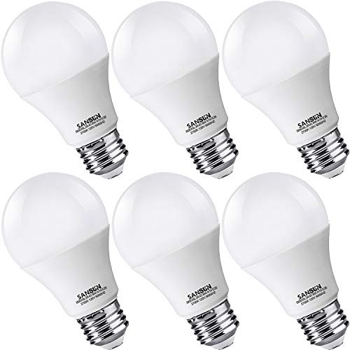 A19 LED Light Bulbs 60 Watt Equivalent  SANSUN 2700K Warm White  Non-Dimmable  6-Pack