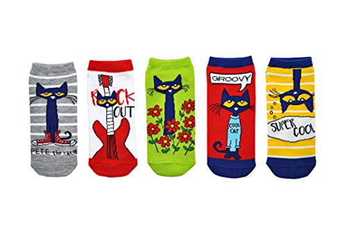 Pete the Cat Socks -Adult- -5 Pair- - -Women- Low Cut Socks - Fits Shoe Size 4-10 -Ladies-