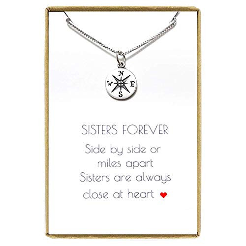 Tiny and Dainty Compass Necklace  Sterling Silver Compass Necklace  Sister Gift Necklace  Compass Necklace for Women 18 Inches