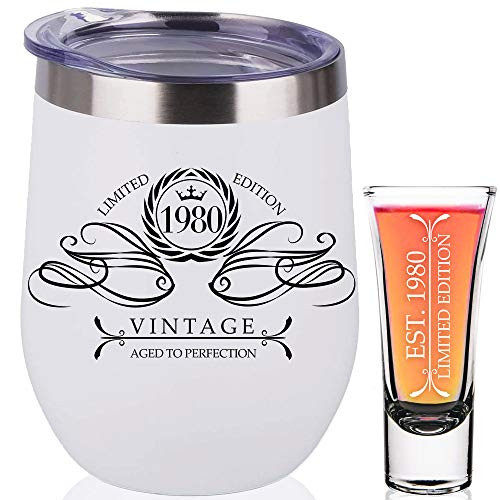 1980 40th Birthday Gifts For Women- Men- 40th Birthday Decorations Present for Women- Funny Present Ideas Her Him Wife Mom- Dad Husband- White Wine Tu 1980 40th Birthday Gifts For Women- Men- 40th Birthday Decorations Present for Women- Funny Present Ideas Her Him Wife Mom- Dad Husband- White Wine Tu