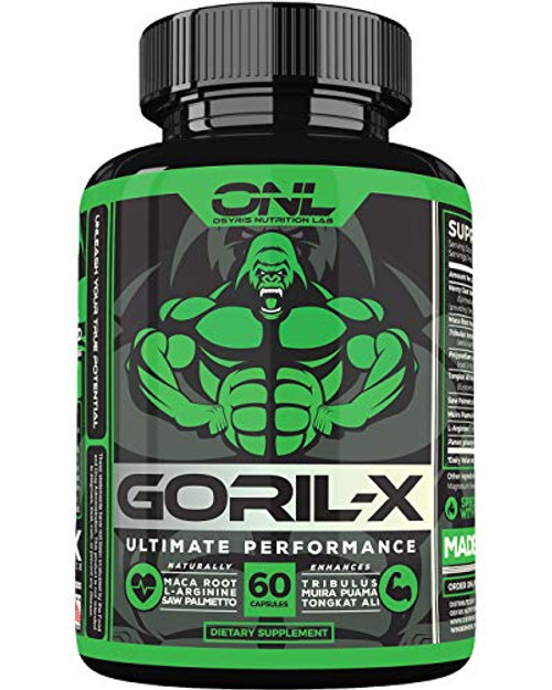 GORIL-X Mens Performance Pills - All Natural Enlargement Booster Increase Size  Strength  Energy  Testosterone and Endurance - 1000mg Enhancing Horny G
