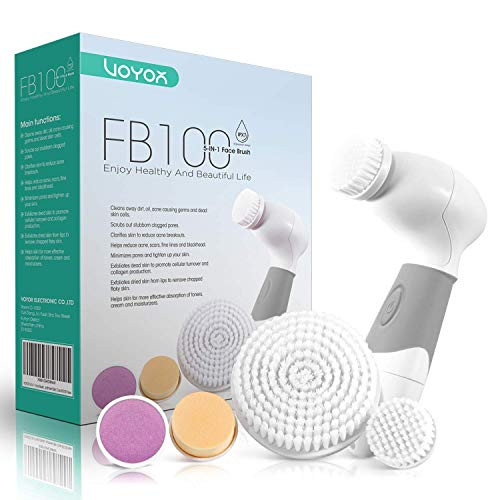VOYOR Facial Cleansing Brush Waterproof Spin Face Brush 5-IN-1 Body Cleansing Brush Set for Deep Skin Cleansing Gentle Exfoliating Blackhead Removal VOYOR Facial Cleansing Brush Waterproof Spin Face Brush 5-IN-1 Body Cleansing Brush Set for Deep Skin Cleansing Gentle Exfoliating Blackhead Removal