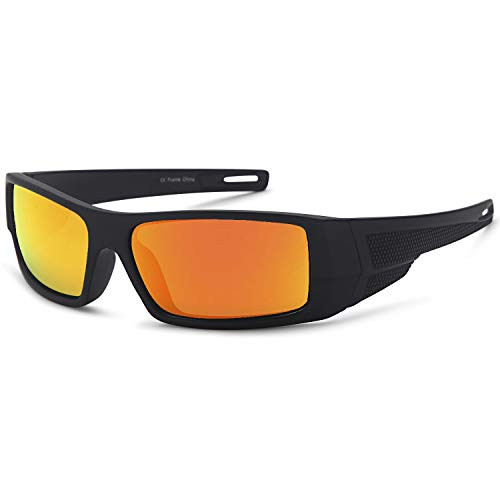 GAMMA RAY OPTICS Polarized Sunglasses Sport Wrap Mirror Orange Lens