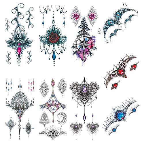 CARGEN 9 Sheets Romantic Flower Temporary Tattoo Sexy Cover Up Makeup Fake Tattoo Body Art Sticker Waterproof For Legs Thighs Chest Hips for Women Gir CARGEN 9 Sheets Romantic Flower Temporary Tattoo Sexy Cover Up Makeup Fake Tattoo Body Art Sticker Waterproof For Legs Thighs Chest Hips for Women Gir