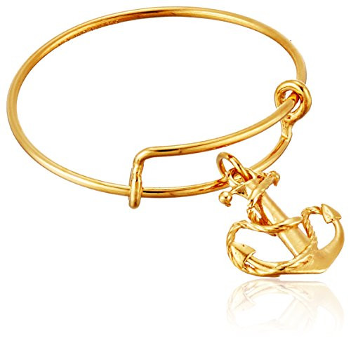 Alex and Ani Expandable Wire Ring  Anchor  14k Gold Plated Stackable Ring  Size 7-9