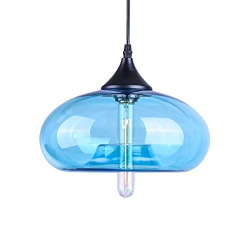 Lingkai Glass Pendant Light Kitchen Island Light Modern Ceiling Light Fixture 1-Light Hanging Lamp Sphere Shape