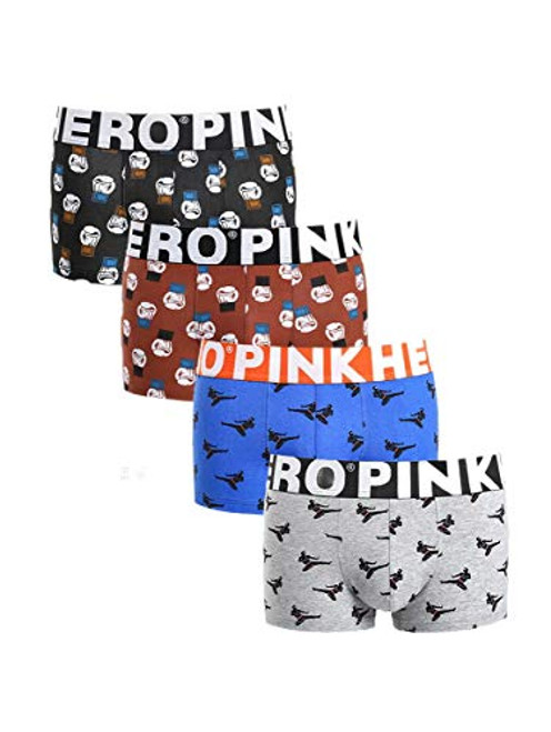 Mongous Mens Stretch Underwear Soft Cotton Boxer Briefs Comfy Trunks Pack