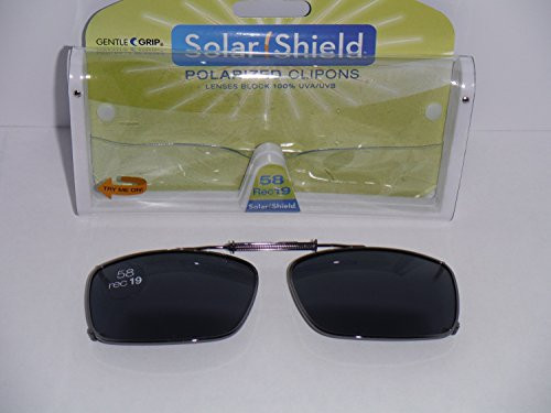 Solar Shield Polarized Clip-on Sunglasses 58 Rec 19 Gray Lenses Fits Full Frame