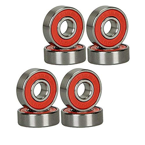 GCA Red Silver ABEC-9 608 RS Skateboard Longboard Bearings -8PCS-
