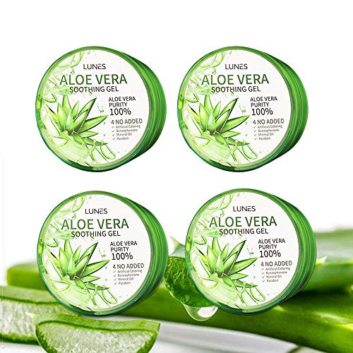 Pack of 4 Aloe Vera Gel 100 Skin Moisturer Soothing Gel 10 15 Fluid Ounce Each Korean Cosmetics