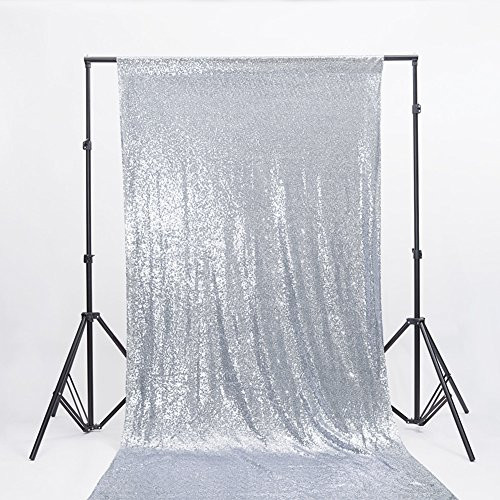 Zdada Silver 6ftx6ft Sequin Stain Photography Backdrop, Wedding Photo Booth,Photography Background for Christmas Party