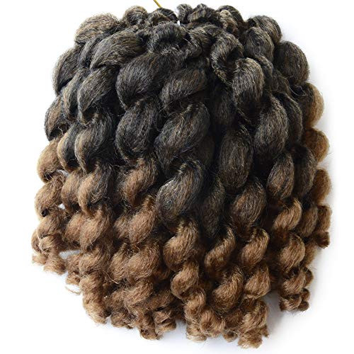 Jumpy Wand Curl Crochet Hair 5 Packs Ombre Color African Collection Braiding Hair Bounce Curl 22 Strands Jamaican Bounce Crochet Hair -8Inch  T1B-30-