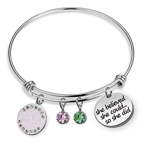 G-Ahora AKA Sorority Gifts Graduation Gift AKA Pink and Green Bracelet Alpha Kappa Alpha Paraphernalia Graduation Jewelry Aka Bracelets for Women-BR-A