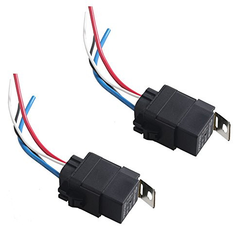ESUPPORT Car Truck Motor Heavy Duty DC 12V 40A SPST Relay Socket Plug 4Pin 4 Wire Harness Waterproof Kit Pack of 2