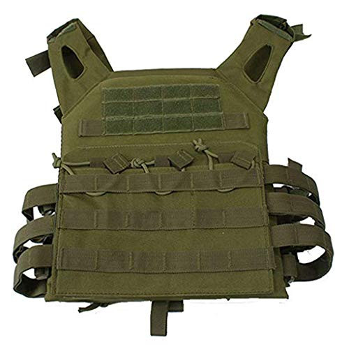 BYHai Tactical CS Field Vest Breathable Combat Training Vest Nylon Adjustable for Unisex Adults -Green 1-