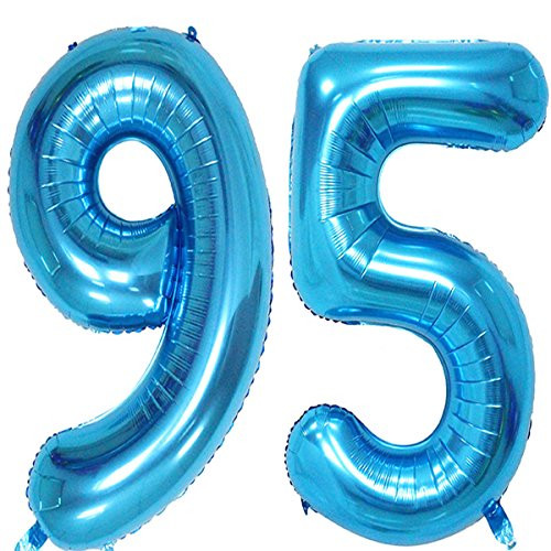 MAGJUCHE 40 inch Blue Foil 95 Helium Jumbo Digital Number Balloons Blown up with Helium  95th Birthday Party Supplies Decoration for Women or Men