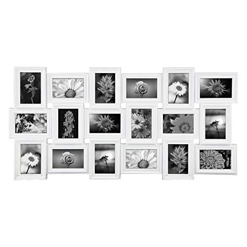 Jerry & Maggie - Photo Frame 17x33 White Picture Frame Selfie Gallery Collage Wall Hanging for 6x4 Photo - 18 Photo Sockets - Wall Mounting Design Jerry & Maggie - Photo Frame 17x33 White Picture Frame Selfie Gallery Collage Wall Hanging for 6x4 Photo - 18 Photo Sockets - Wall Mounting Design