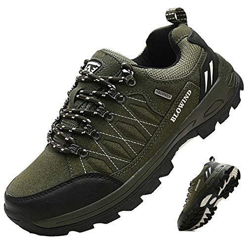 Blowind Men s Hiking Shoes Hiking Boots Men Waterproof Hiking Shoes Sandproof Hiking Boots Outdoor Shoes for Men 574 Olive Green 9