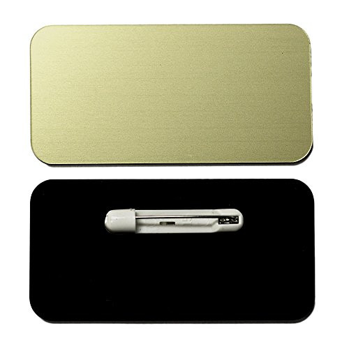 Name Tag-Badge Blanks - 10 Pack - Brushed Gold 1-1-2 X 3  Round Corners  Pin