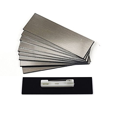 1 X 3 Name Tag-Badge Blanks with Pin - 10 Pack -Brushed Silver-