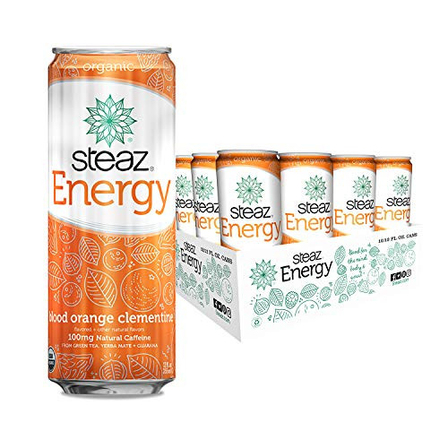 Steaz Organic Energy Drink  Blood Orange Clementine  12 FL OZ -Pack of 12-