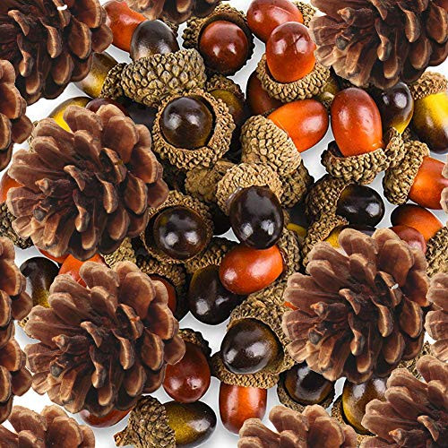 Yarssir 100 Pieces Craft Acorns Artificial Acorn Decor Fake Fruit Props Acorns Decoration Crafting DIY Home Party Wedding Decor Christmas Thanksgiving