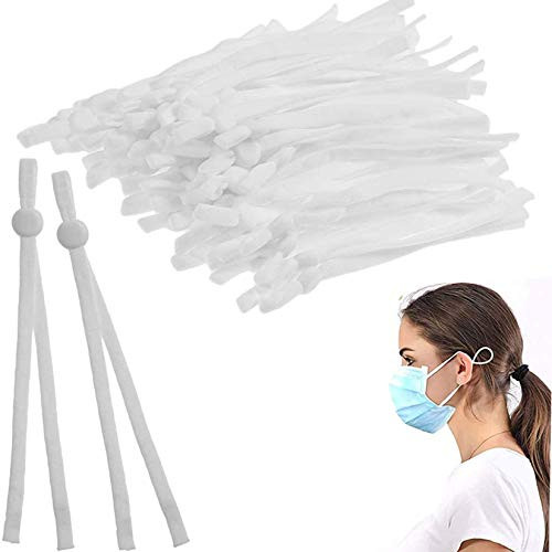 100 PCS Adjustable Elastic String for Mask Adjuster Buckle for Sewing  Elastic Strips Stretchy String Mask Earloop Lanyard Earmuff Rope for DIY Crafts