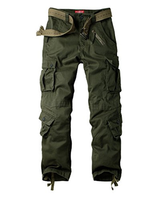 AKARMY Mens Cotton Casual Military Army Camo Combat Work Cargo Pants with 8 Pockets Military Green 38 AKARMY Mens Cotton Casual Military Army Camo Combat Work Cargo Pants with 8 Pockets Military Green 38