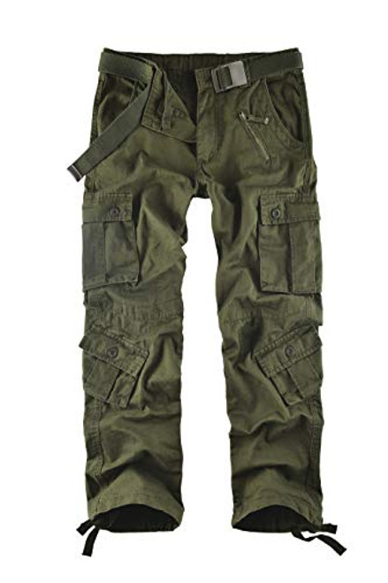 Leward Mens Wild Cotton Casual Military Army Cargo Camo Combat Work Cargo Hiking Pants with 8 Pocket -Military Green 1 30- Leward Mens Wild Cotton Casual Military Army Cargo Camo Combat Work Cargo Hiking Pants with 8 Pocket -Military Green 1 30-