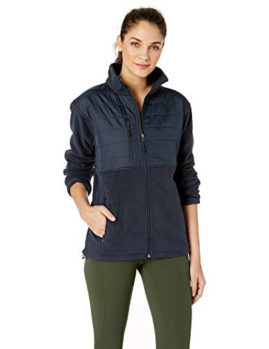 Clementine Mens Fleece Jacket with Quilted Yoke Overlay  Navy  Medium