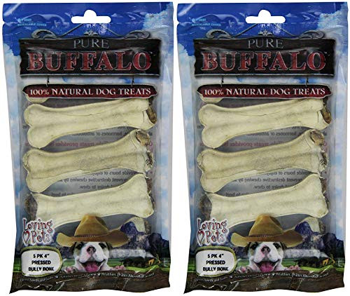 Loving Pets Pure Buffalo 4-Inch Pressed Bully Bone Dog Treat  10-Pack