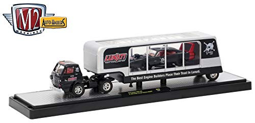 M2 Machines 1970 Dodge L600 (Lunati Voodoo) & 1969 Dodge Charger Daytona HEMI (Gloss Black w Red Stripes) 2018 Auto-Haulers Release 29 Castline 1:64 Scale Die-Cast Vehicle Set (R29 18-01)