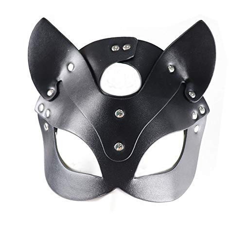 Stickit Graphix Leather Cat Mask Catwoman Mask Cat Half Face Mask for Halloween Carnival Party Cosplay Custumes Accessories Black