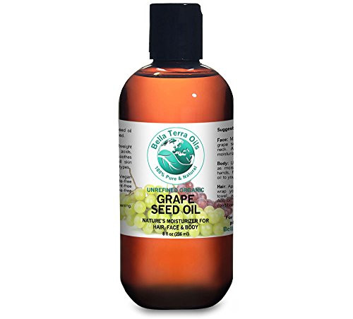 Grape Seed Oil 8 oz 100 Pure Cold-pressed Unrefined Organic Face and Hair Moisturizer - Bella Terra Oils