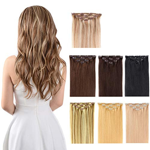 12 Clip in Hair Extensions Remy Human Hair for Women - Silky Straight Short Real Human Hair hightlight Clip on 50grams 4pieces 6-613 Color 12 Clip in Hair Extensions Remy Human Hair for Women - Silky Straight Short Real Human Hair hightlight Clip on 50grams 4pieces 6-613 Color