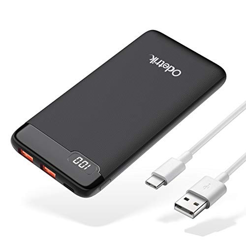 Odetrik 10000mAh USB C Portable Charger  18W PD 3 0 and QC 3 0 Fast Charging Slim Power Bank Dual Inputs Dual Output External Battery Pack Compatible