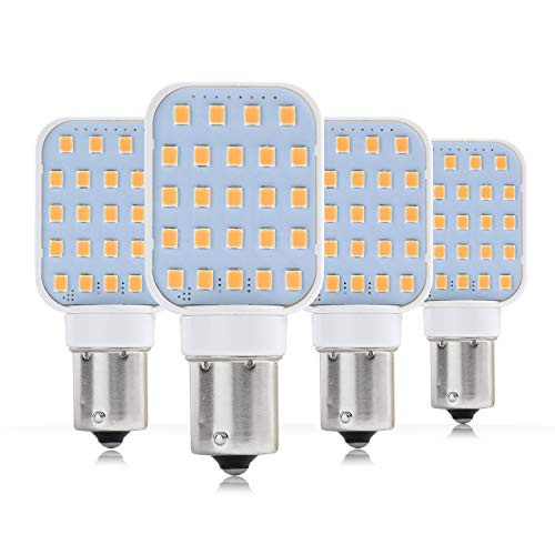 Leisure LED 4 Pack RV Interior LED Light Rotating Bulb Super Bright 312 Lumen 1141 1156 BA15S 24-SMD Camper Trailer Lamp Bulb 10-30V Warm White -4-Pac