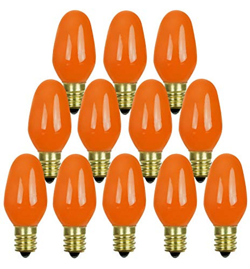 12 Pack C7 Orange Light Bulb Ceramic Incandescent 7 Watt E12 Base C7 Night Light Colored Bulb Candelabra Based Orange Bulb Halloween Bulb 12 Pack C7 Orange Light Bulb Ceramic Incandescent 7 Watt E12 Base C7 Night Light Colored Bulb Candelabra Based Orange Bulb Halloween Bulb