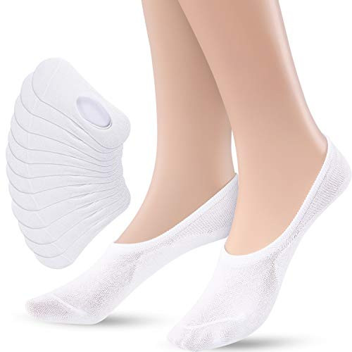 12 Pairs No Show Socks Low Cut Socks Invisible Flat Boat Liner Socks for Women -White-