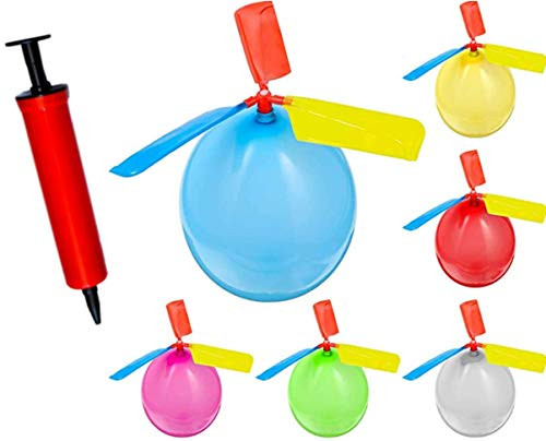 12 Pack Kids Toy Balloon Helicopter With FREE INFLATOR - PERFECT STOCKING STUFFER - Fun Party Favor - Childrens Day Gift - Easter basket - Flying To