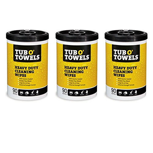 Tub O Towels Heavy-Duty 10 x 12 Size Multi-Surface Cleaning Wipes 90 Count Per Canister - 3 Pack Tub O Towels Heavy-Duty 10 x 12 Size Multi-Surface Cleaning Wipes 90 Count Per Canister - 3 Pack