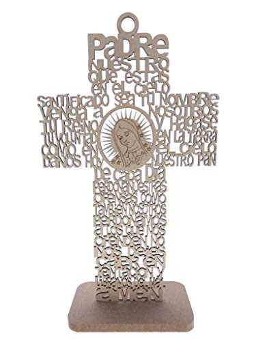 12 Inch Our Lady Guadalupe Religious  Maria Guadalupe  Holy Virgin Mary Virgen of Guadalupe  Wood Carving Stand Or Wall Decoration -Cross- with Remov