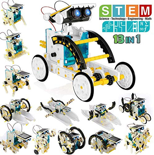 Aogzze 13-in-1 STEM Solar Robot Kit-Educational Science Experiment Toy DIY Robotics Kit Solar Powered Robotics Building Kits with Motorized Engine and